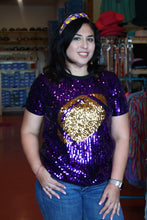 Load image into Gallery viewer, Purple/ Gold Sequin w/ Football Top
