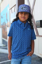 Load image into Gallery viewer, Ariat Boys All Over Blue Depths Short Sleeve Polo
