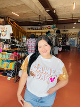 Load image into Gallery viewer, Game Day Sequin Top -White/Gold
