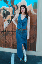 Load image into Gallery viewer, Rock &amp; Roll Denim Studded Maxi Skirt
