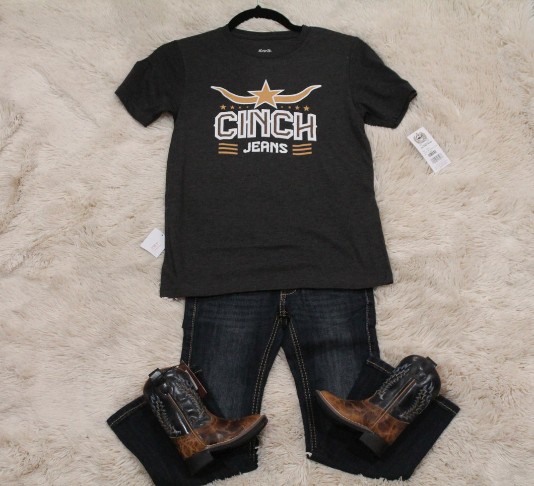 Boys Cinch Jeans charcoal Short Sleeve Tee