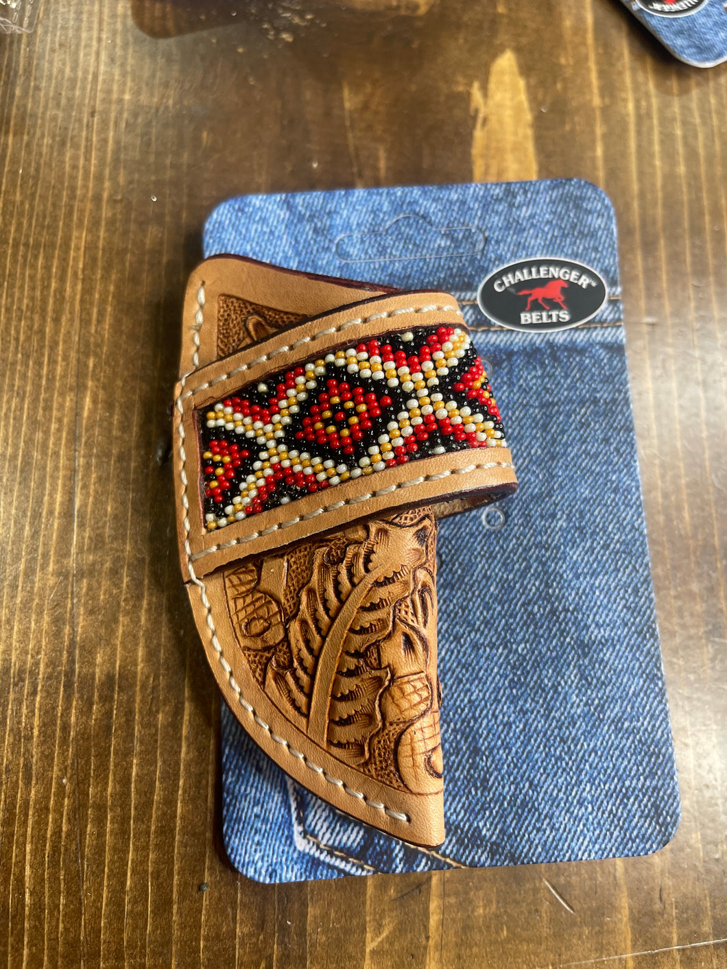 Western Knife Sheath With Red Beads