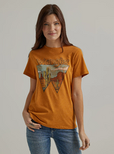 Load image into Gallery viewer, Wrangler Women&#39;s Marigold Curry &amp; Desert Cactus Logo Graphic Short Sleeve T-Shirt
