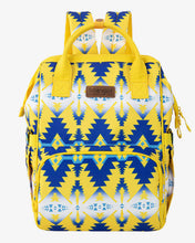 Load image into Gallery viewer, Wrangler Backpack- Blue/Yellow Aztec
