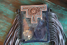 Load image into Gallery viewer, Small Tooled Leather Clear Crossbody’s
