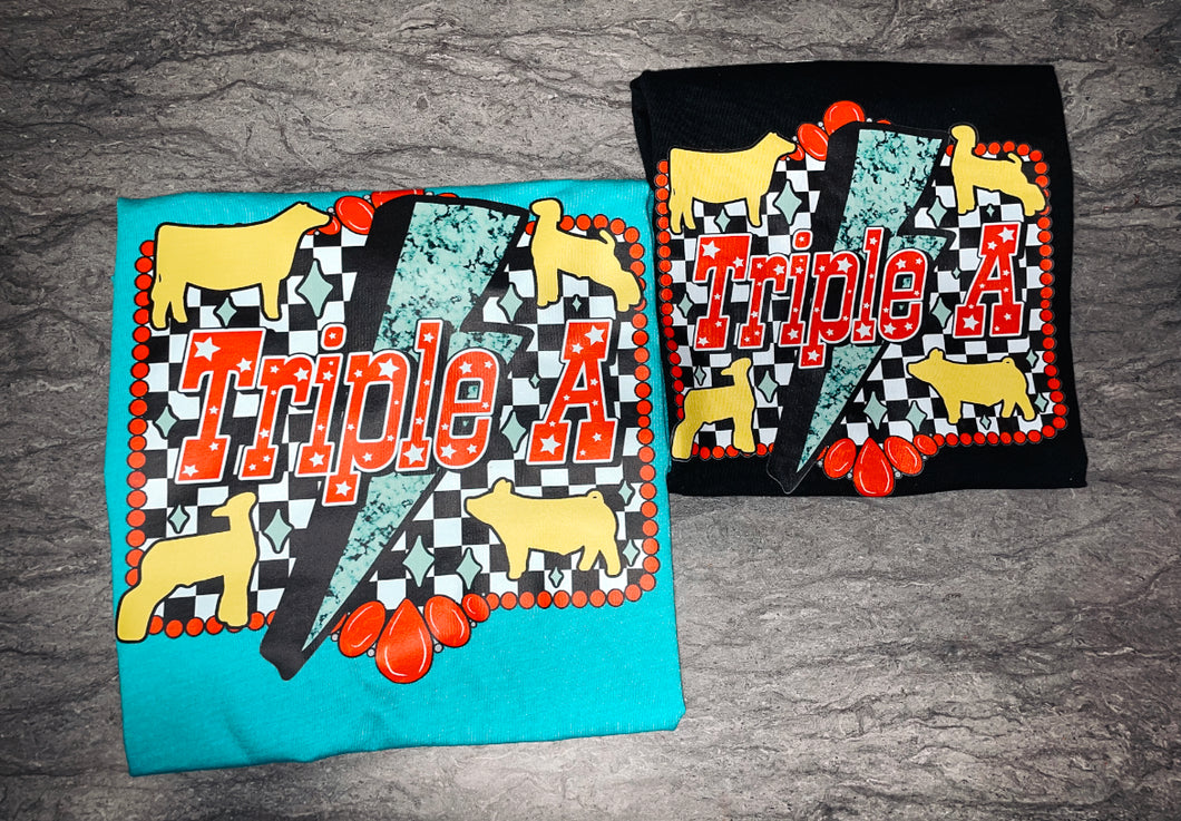 Triple A Show Tee- Turquoise