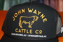 Load image into Gallery viewer, &quot;JOHN WAYNE&quot; BLACK W/GOLD STITCHED LOGO HAT
