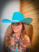 Load image into Gallery viewer, 🤠YOUTH Twister Turquoise Felt Hat
