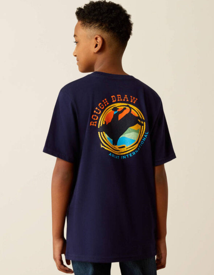 Boys Ariat Rough Draw SS Tee- Classic Blue