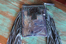 Load image into Gallery viewer, Small Tooled Leather Clear Crossbody’s
