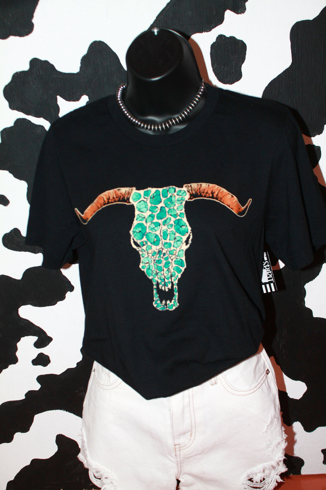 Cow Skull with Turquoise Stones Tee