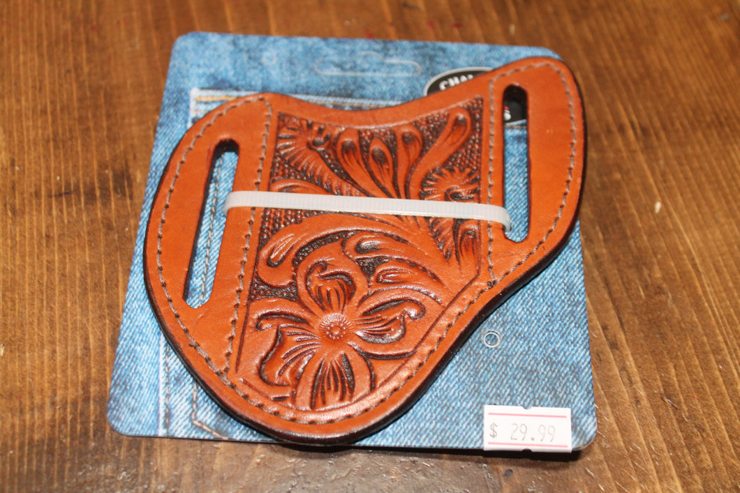 Western Brown Tooled Pancake Knife Sheath