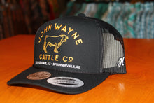 Load image into Gallery viewer, &quot;JOHN WAYNE&quot; BLACK W/GOLD STITCHED LOGO HAT
