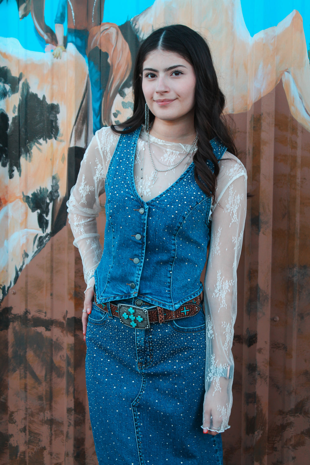 Rock & Roll Denim Studded Vest