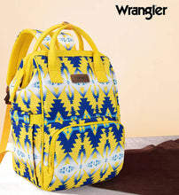 Load image into Gallery viewer, Wrangler Backpack- Blue/Yellow Aztec
