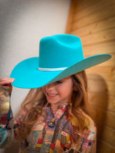 Load image into Gallery viewer, 🤠YOUTH Twister Turquoise Felt Hat
