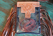 Load image into Gallery viewer, Small Tooled Leather Clear Crossbody’s
