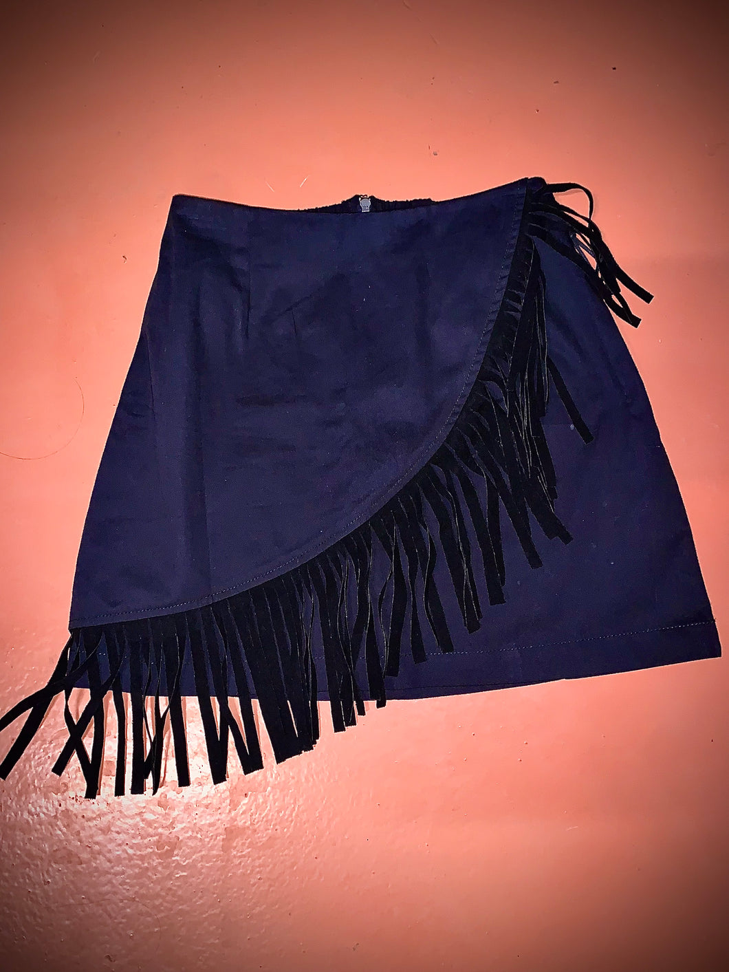 Rock & Roll Black Skirt w/suede Fringe