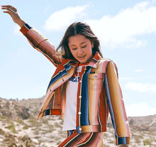 Load image into Gallery viewer, Lainey Wilson X Wrangler Girls Lainey Trucker- Rodeo Stripe Jacket
