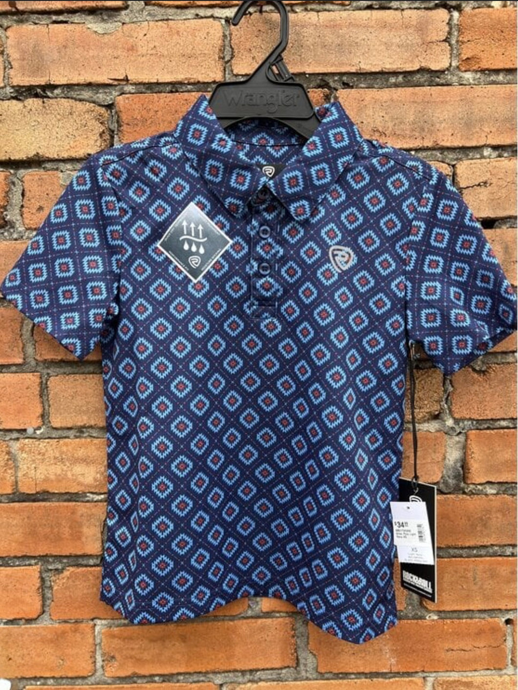 Boys Light Navy Aztec Polo