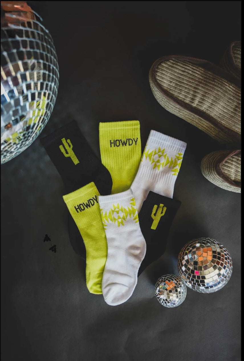 Sock Em Silly Cacti Neon Adult