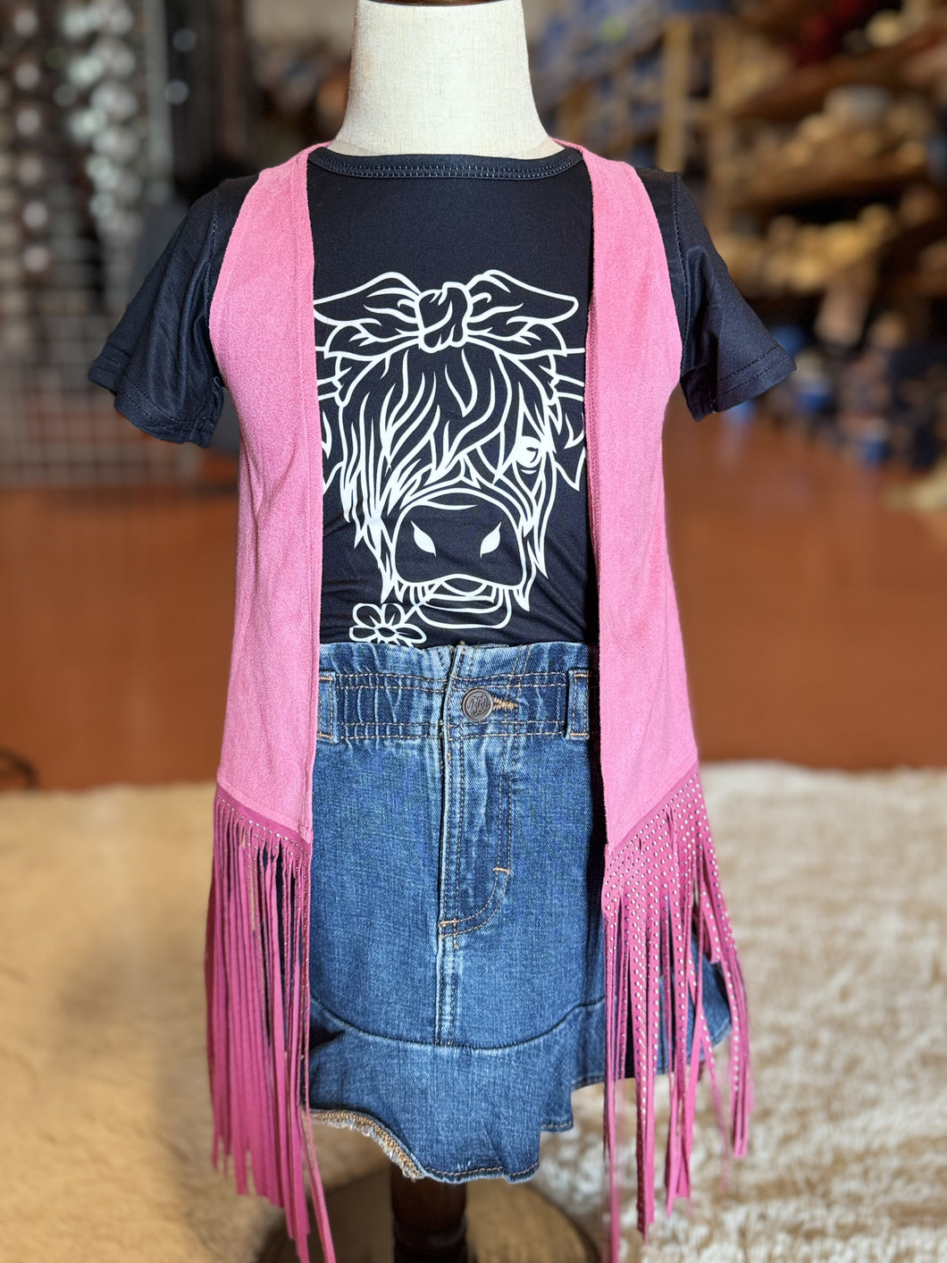 Girl's Pink Suede Vest