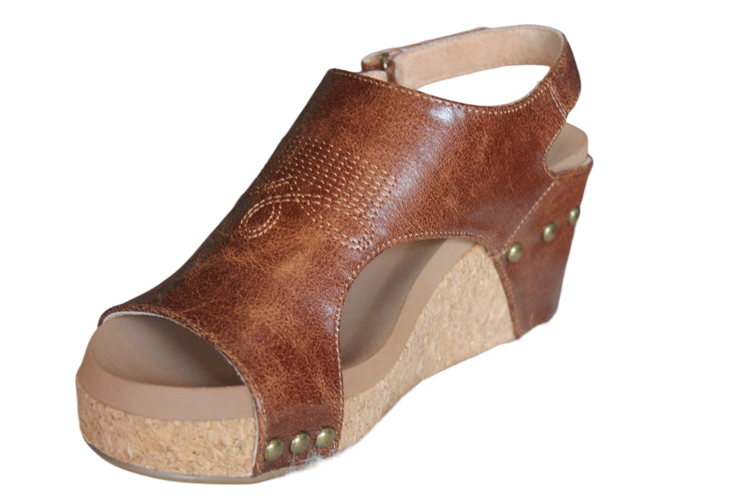 Saddle Stitch Wedge- Brown