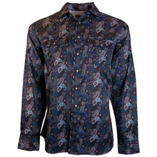 Load image into Gallery viewer, &quot;SOL&quot; BLACK/PAISLEY LONG SLEEVE PEARL SNAP SHIRT
