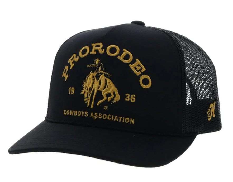 PRORODEO BLACK HAT W/GOLD LOGO