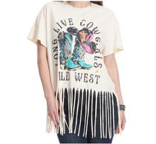 Load image into Gallery viewer, Long Live Cowgirls Fringe Oversized Tee
