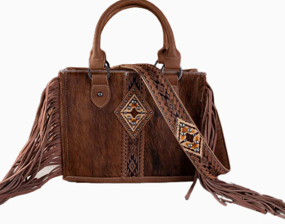 TRINITY RANCH HAIR ON COWHIDE CONCEALED CARRY TOTE/CROSSBODY