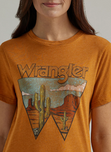 Load image into Gallery viewer, Wrangler Women&#39;s Marigold Curry &amp; Desert Cactus Logo Graphic Short Sleeve T-Shirt
