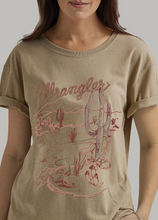 Load image into Gallery viewer, Wrangler Women&#39;s Khaki &amp; Retro Desert Cactus Logo Graphic Short Sleeve T-Shirt
