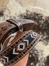 Load image into Gallery viewer, Nocona Men&#39;s Black and Brown Embroidered Belt
