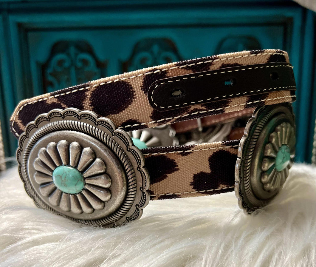 Leopard Oval Concho Belt