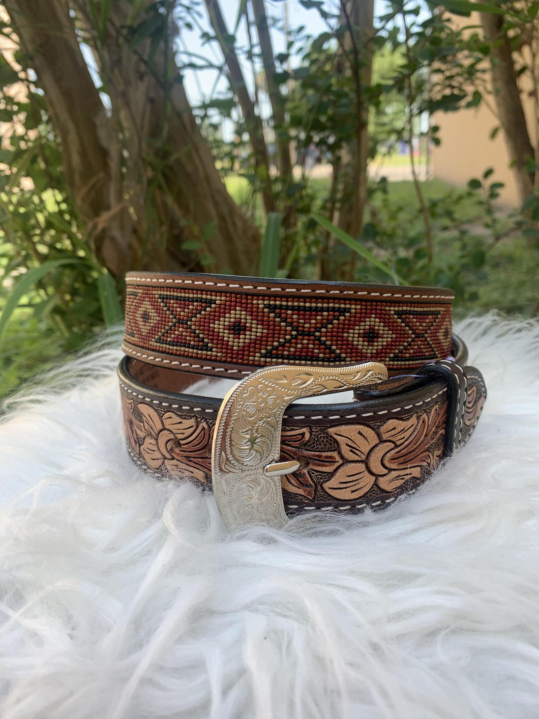 Twisted X Beaded Belt