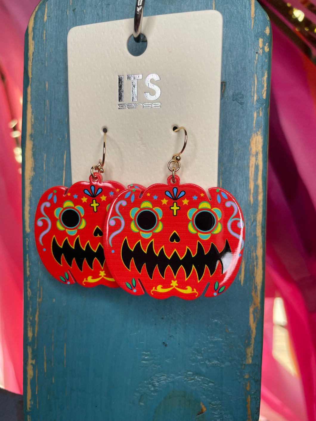 Pumpkin Sugar Skull Earrings