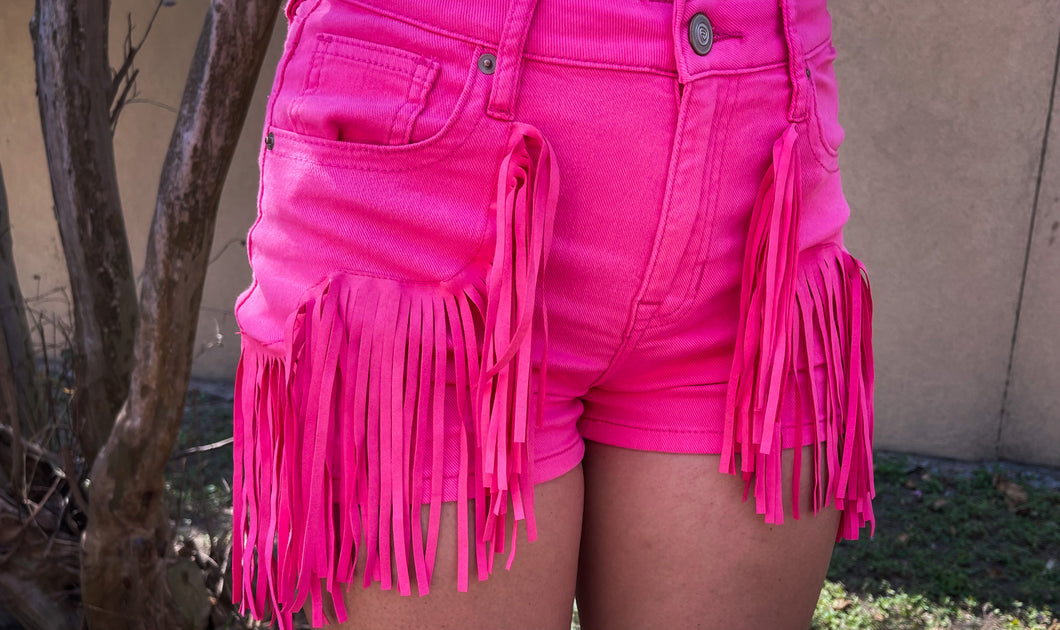 Rock & Roll Hot Pink Fringe Shorts